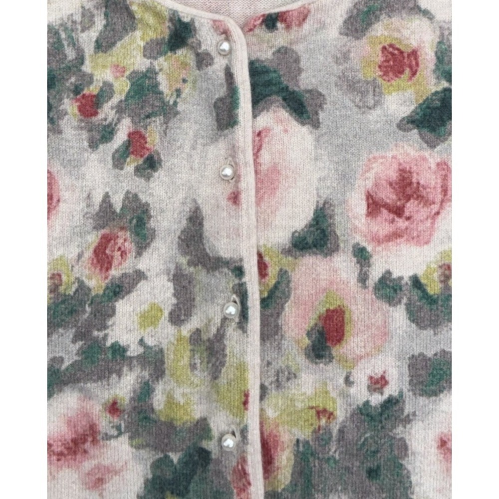 Frances Valentine Angora Wool Floral Button-Up Cardigan‎ Sweater Knit Women's XL - Picture 8 of 9